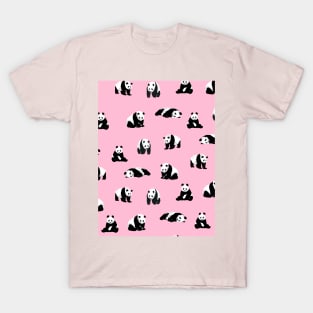 Pandas on Pink T-Shirt